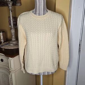 Appleseed's cable knit yellow sweater women's size M